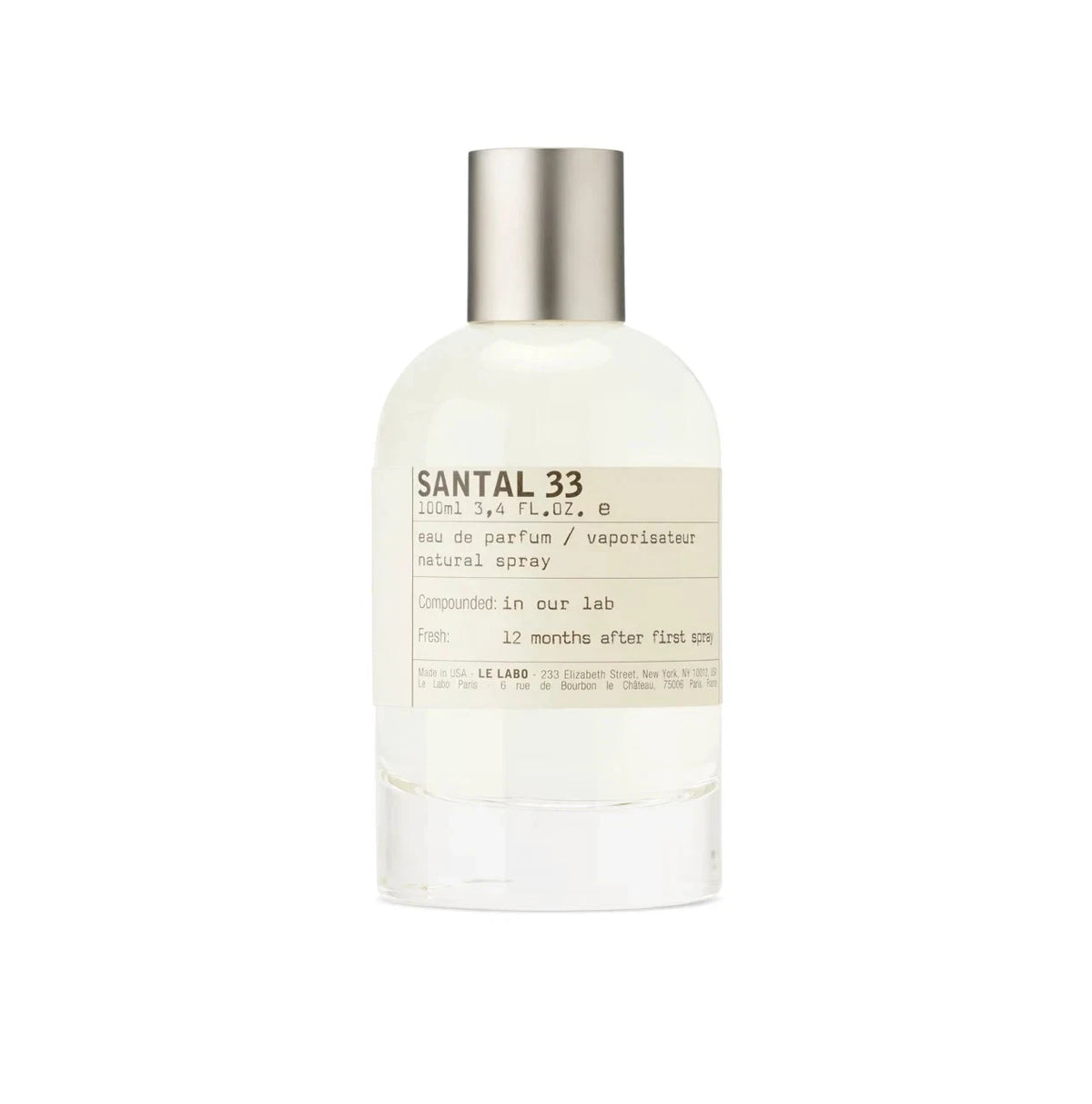 Le Labo Santal 33 Eau de Parfum 3.4 oz / 100 ml Unisex New Without Box